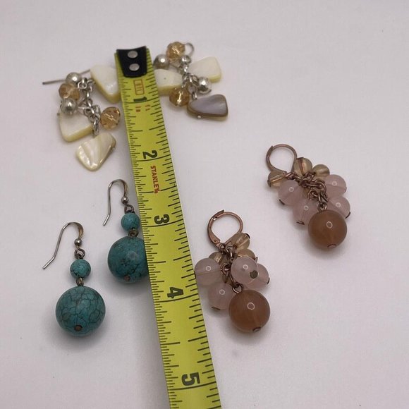 Lot Of 3 Costume Earrings Pierced Dangle Drop Some Bead / Beaded - Picture 6 of 9